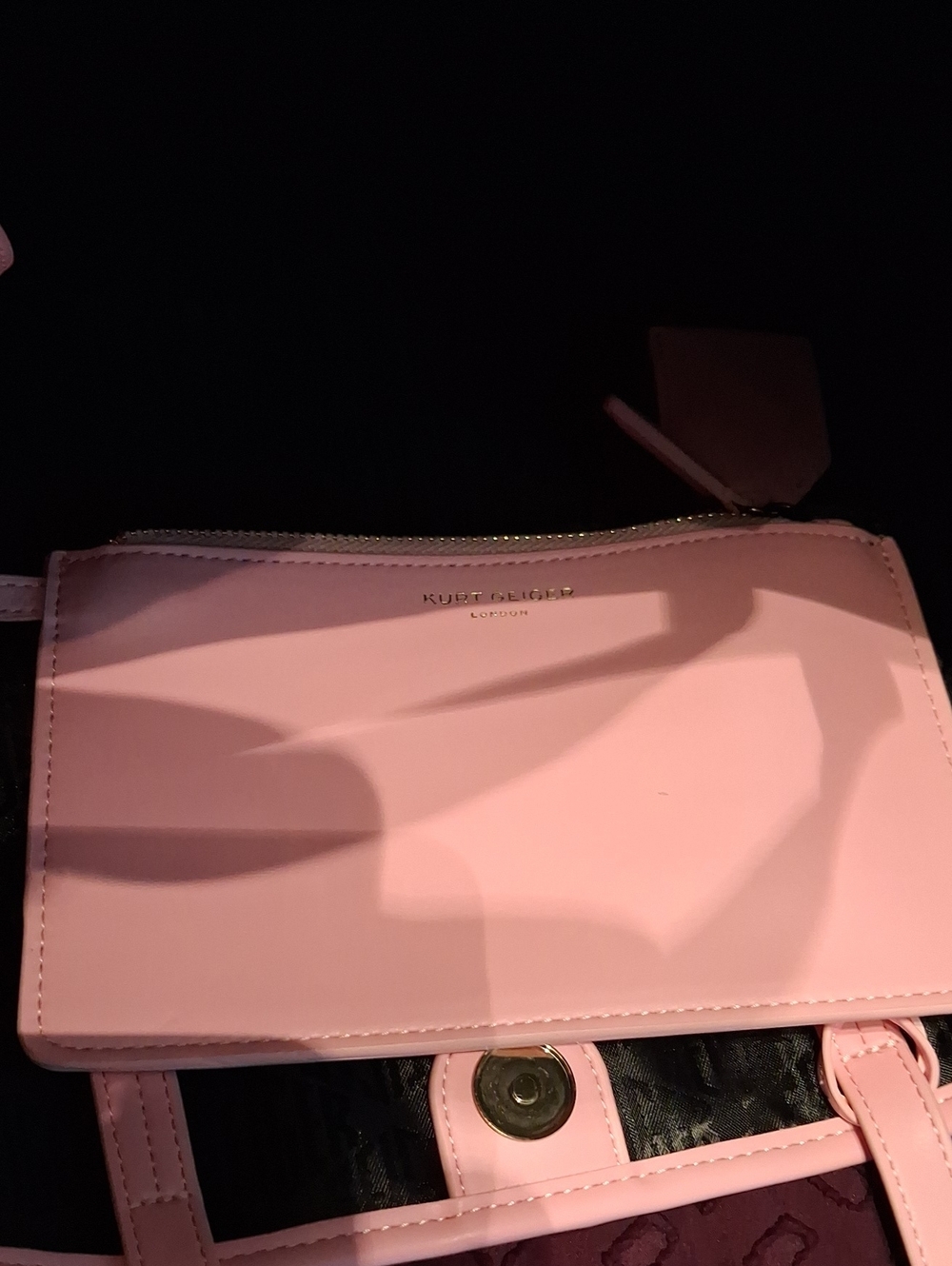 Kurt Geiger Light Pink Sequin Tote With Matching Pouch. - Picture 7 of 7